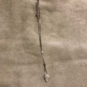 Swarovski beaded silver tone heart necklace